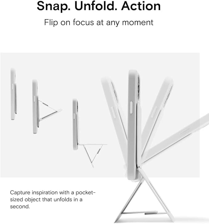 موفت حامل ثلاثي القوائم للموبايل متوافق مع سلسلة ايفون 15/14/13/12، قابل للتعديل بزاوية ومغناطيس قوي لعصا السيلفي - اسود داكن (موفاس)، جلد - الصورة 4